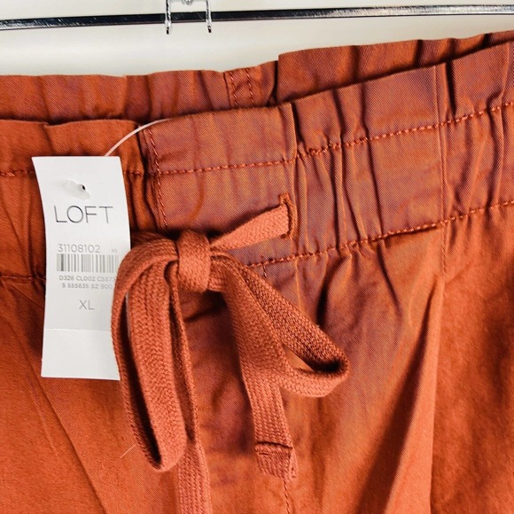 New LOFT Womans Sz XL Paperbag High Waist Pants Orange Relaxed Fit Crop NWT - Picture 5 of 8